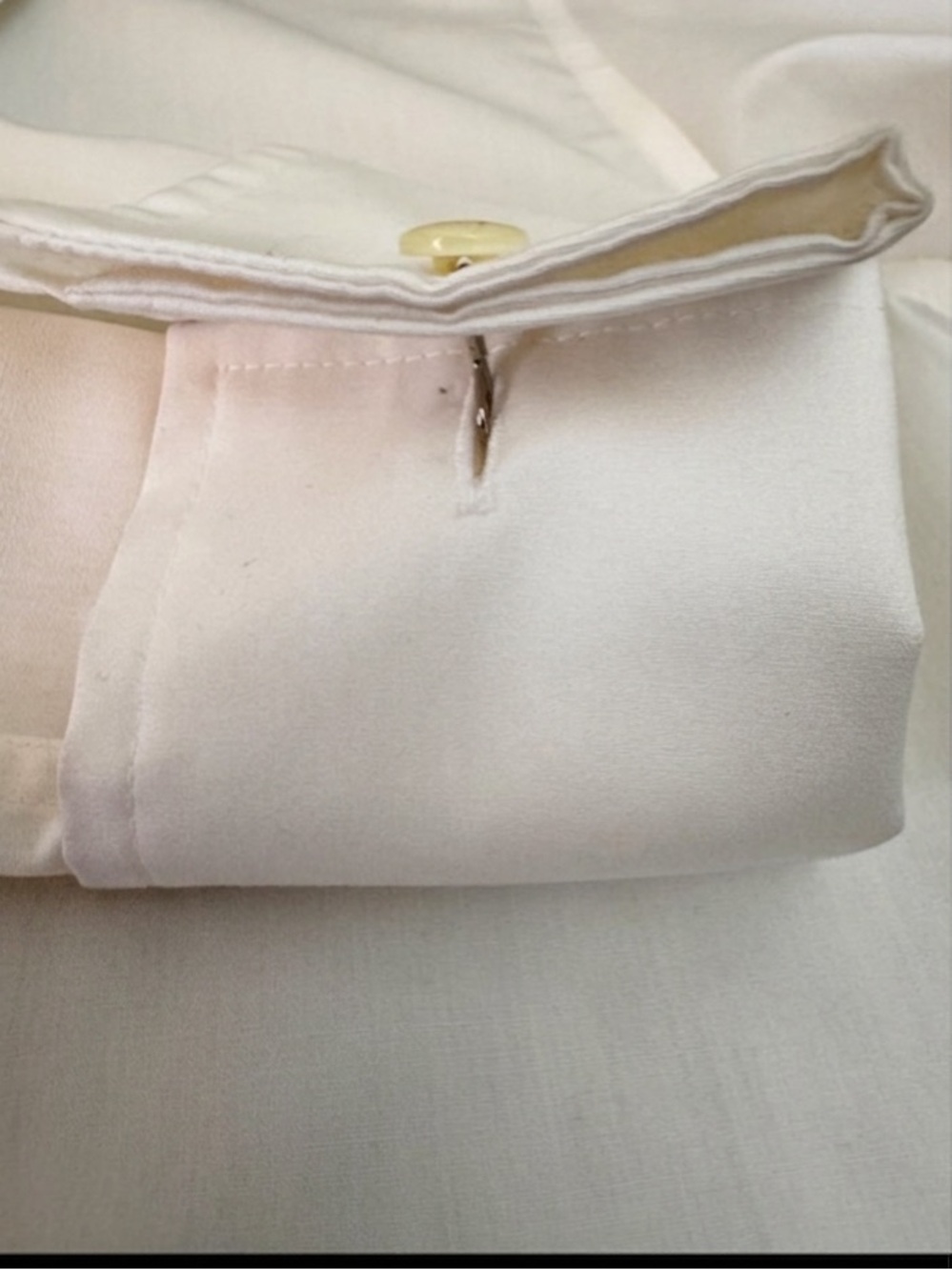 Charter Club Iron-Free 100% Cotton Button Down Shirt Off-White French Cuffs Sz 8 - Picture 6 of 7